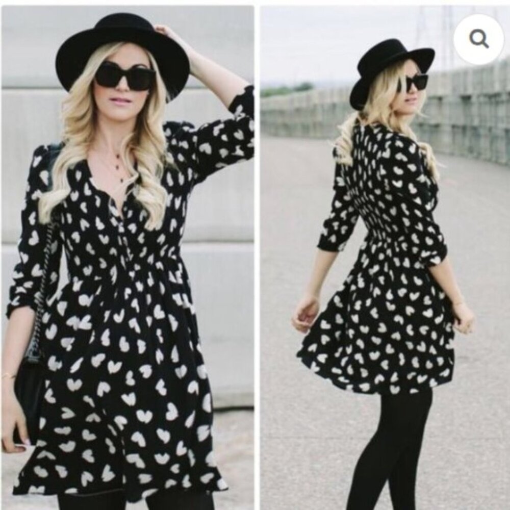 NWOT Anthropologie Maeve 'Banet' Babydoll Smock Tunic V Neck Heart Dress Sz L